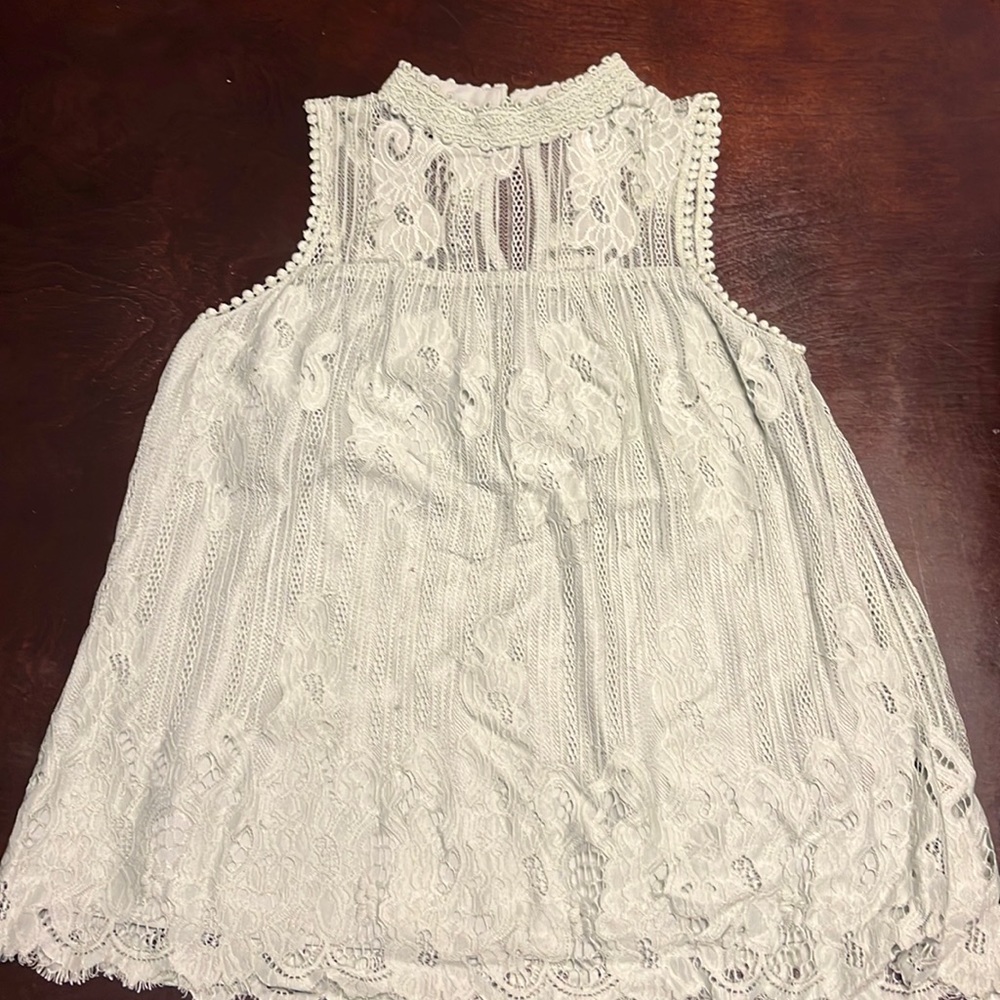 high neck lacey tank